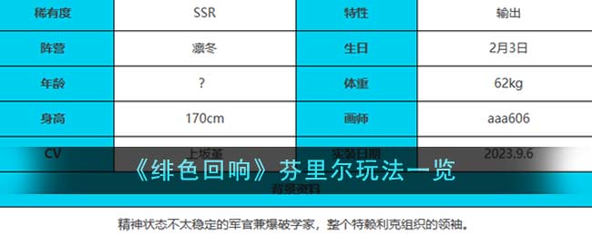 《绯色回響》芬裏爾玩法一覽