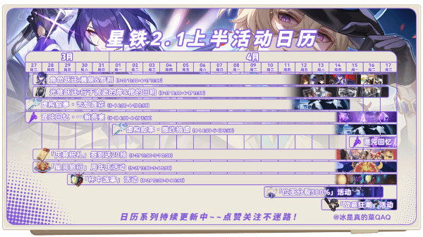 崩壞星穹鐵道2.1版本上半活動時間內容一覽