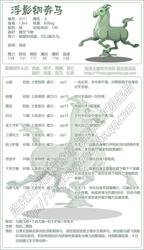 洛克王國浮影銅奔馬技能表圖鑒