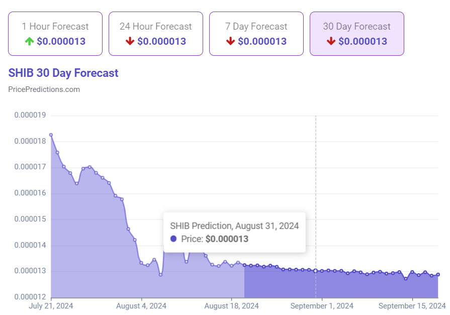 Machine learning algorithm predicts SHIB price on August 31, 2024