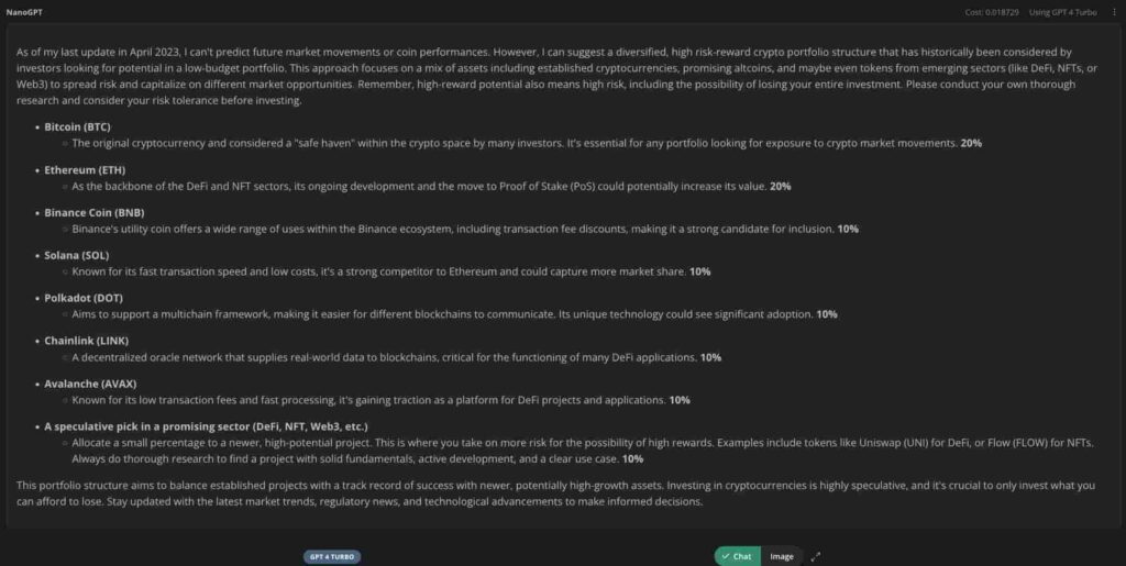 AI builds the ideal crypto portfolio for April