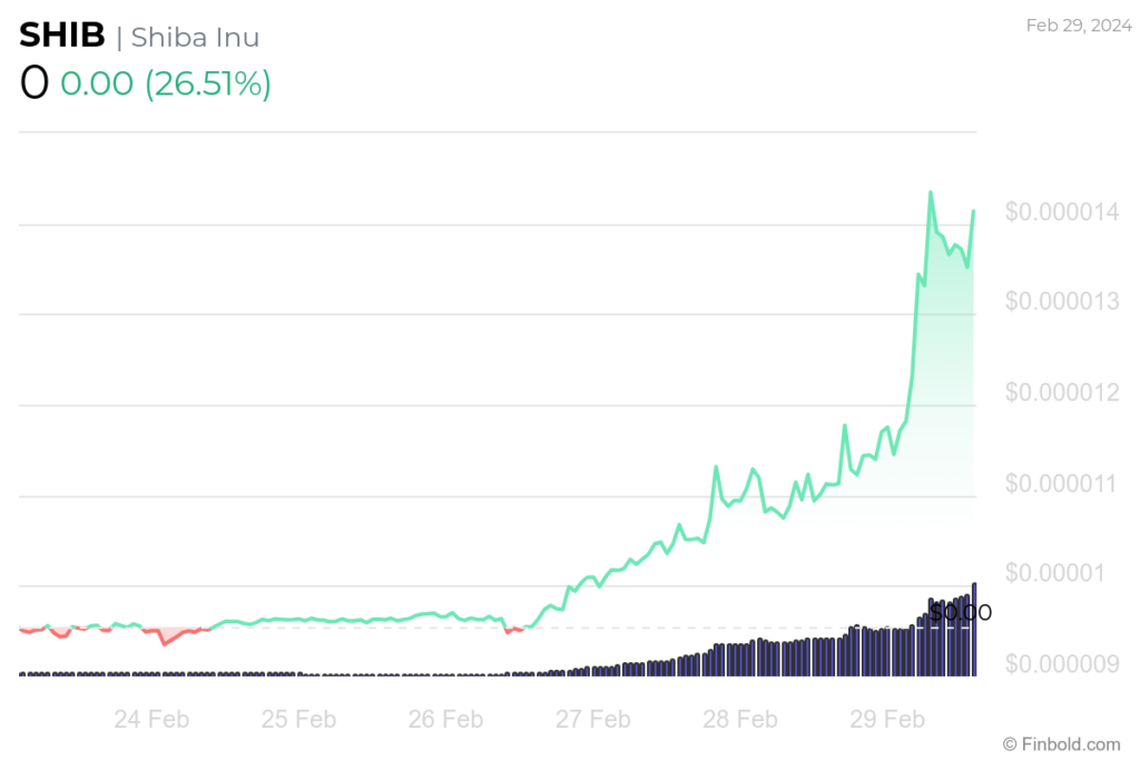 $1,000 invested in SHIB at start of 2024 returned