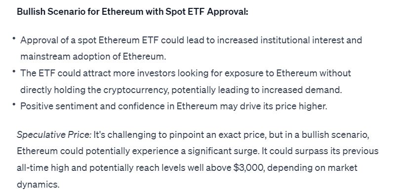 We asked ChatGPT what will be ETH price if Ethereum ETF is approved