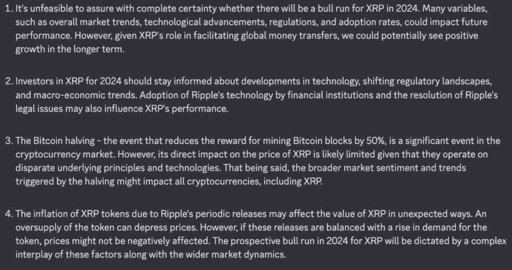 We asked ChatGPT if will there be an XRP bull run in 2024?